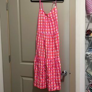 SZ Blockprints pink and orange gingham dress